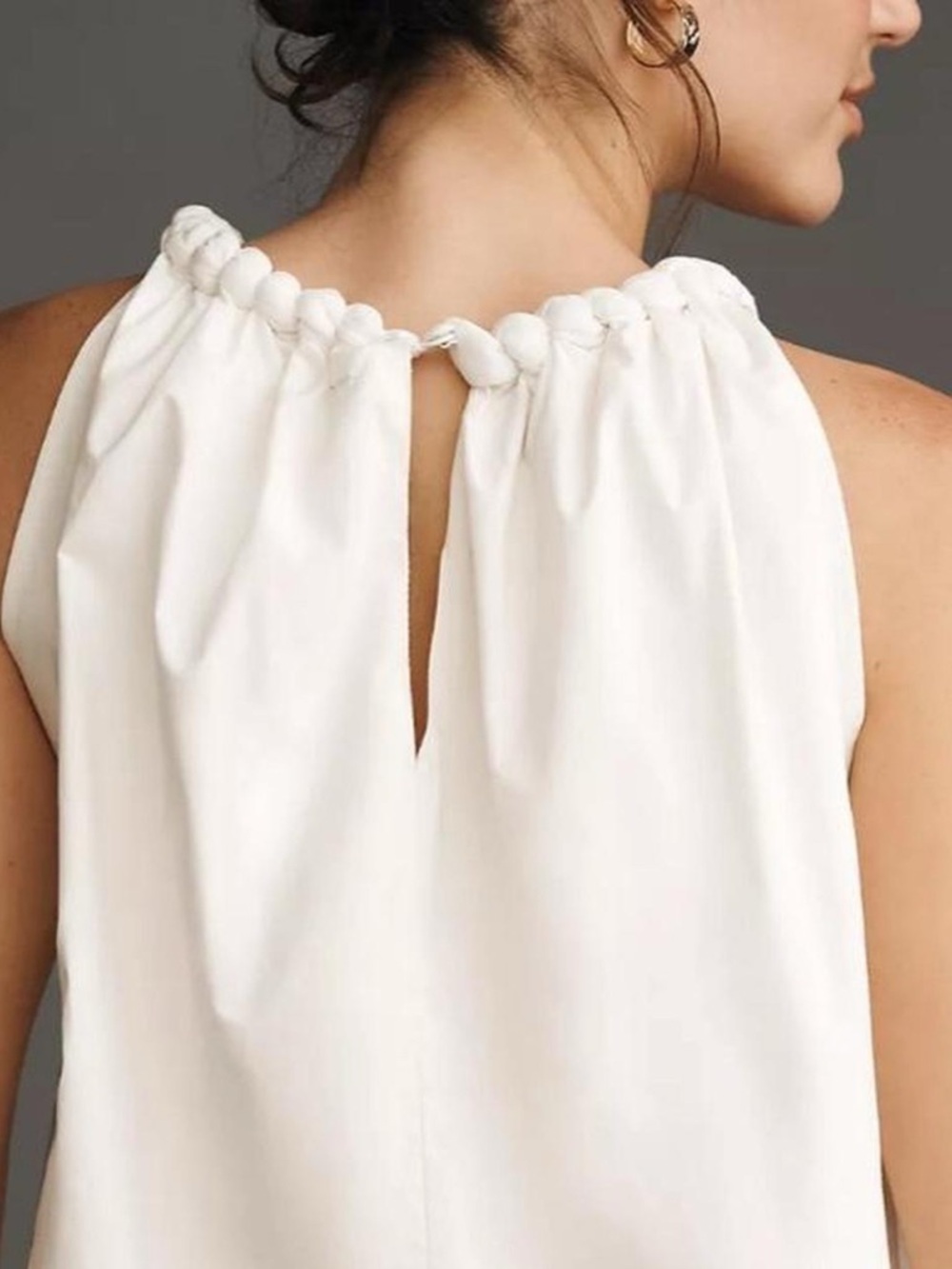 Anthropologie White Halter Balloon Dinner Top - Picture 2 of 6